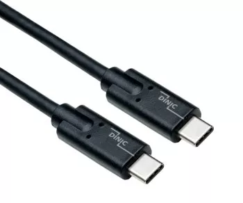 USB 3.2 kábel C-típusú C dugóhoz, akár 20 GBit/s és 100W (20V/5A) töltés, fekete, 1m, DINIC doboz (karton)
